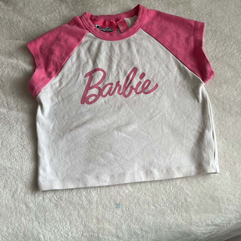 Forever 21 Pink and White Barbie Crop Top